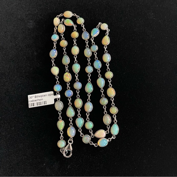 Ethiopian Opal necklace one of a kind necklace in 925 sterling silver 30” long. - Picture 6 of 13